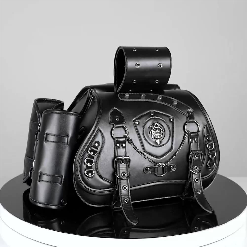 

1 Pair Motorcycle Rear Side Bags Large Capacity Punk Style Locomotive Bag Black Skull Motorcycle Hanging Bag for Multiple Models United States