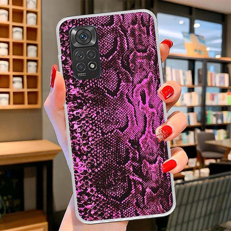 Pink Snake Skin Printing Drawing Cover Phone Case For Xiaomi Redmi Note 15 14 13 12 11 10 Pro Plus 14S 12S 11S 11T 11E 10S Soft