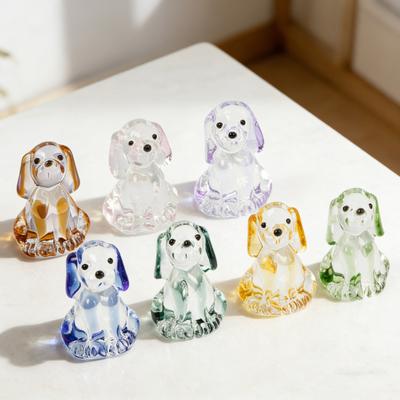 Ręcznie dmuchana mini szklana figurka psa Ręcznie robiona Sztuczny kryształ Uroczy piesek Statuetka Kolekcjonerska zwierzęca ozdoba do wystroju domu Prezenty dla miłośników zwierząt