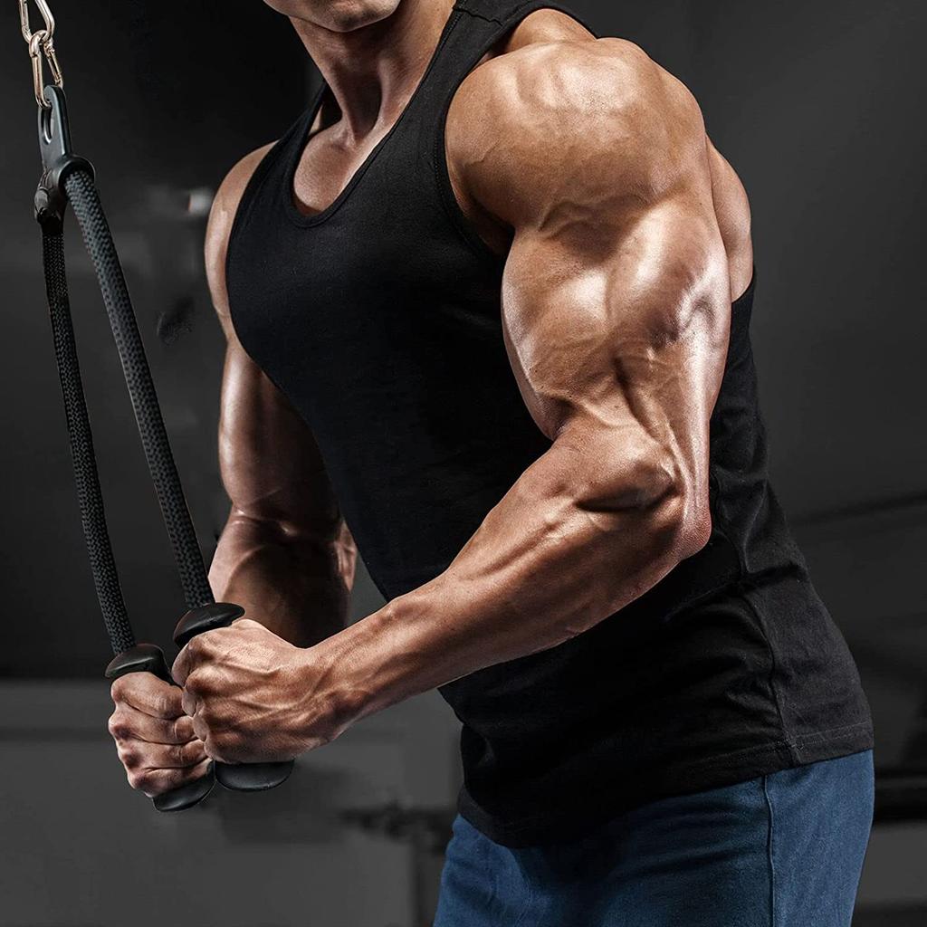 Ergonomic Triceps Rope Pull-down Attachment To Activate More Muscle Fibers with Non-slip Natural Rubber Grip 1PCS