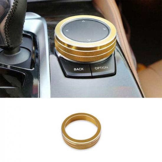 Yellow Aluminum Middle Console Multimedia Knob Ring Trim For BMW 5 Series 18-22