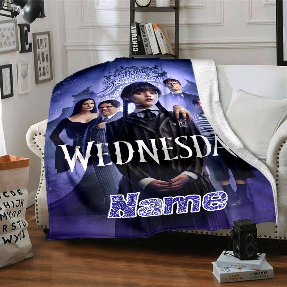 Wednesday Addams Gothic Mansion Family Members Four Seasons Blanket Customized With Your Name Lightweight And Warm Perfect Gift For Home Office