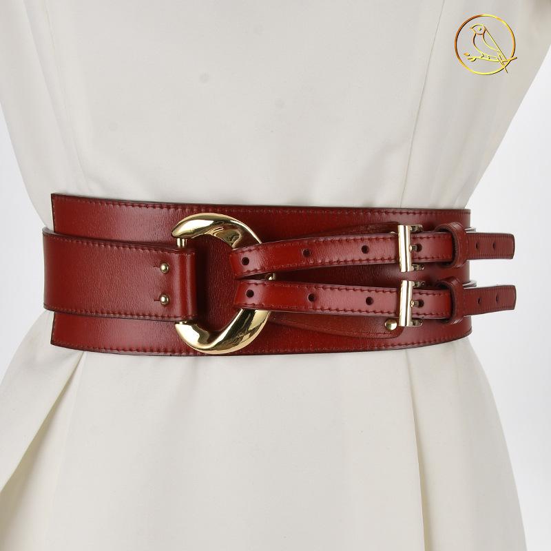 Women's Irregular Genuine Leather Waist Belt for Dresses, Sweaters, and Coats - European and American Style