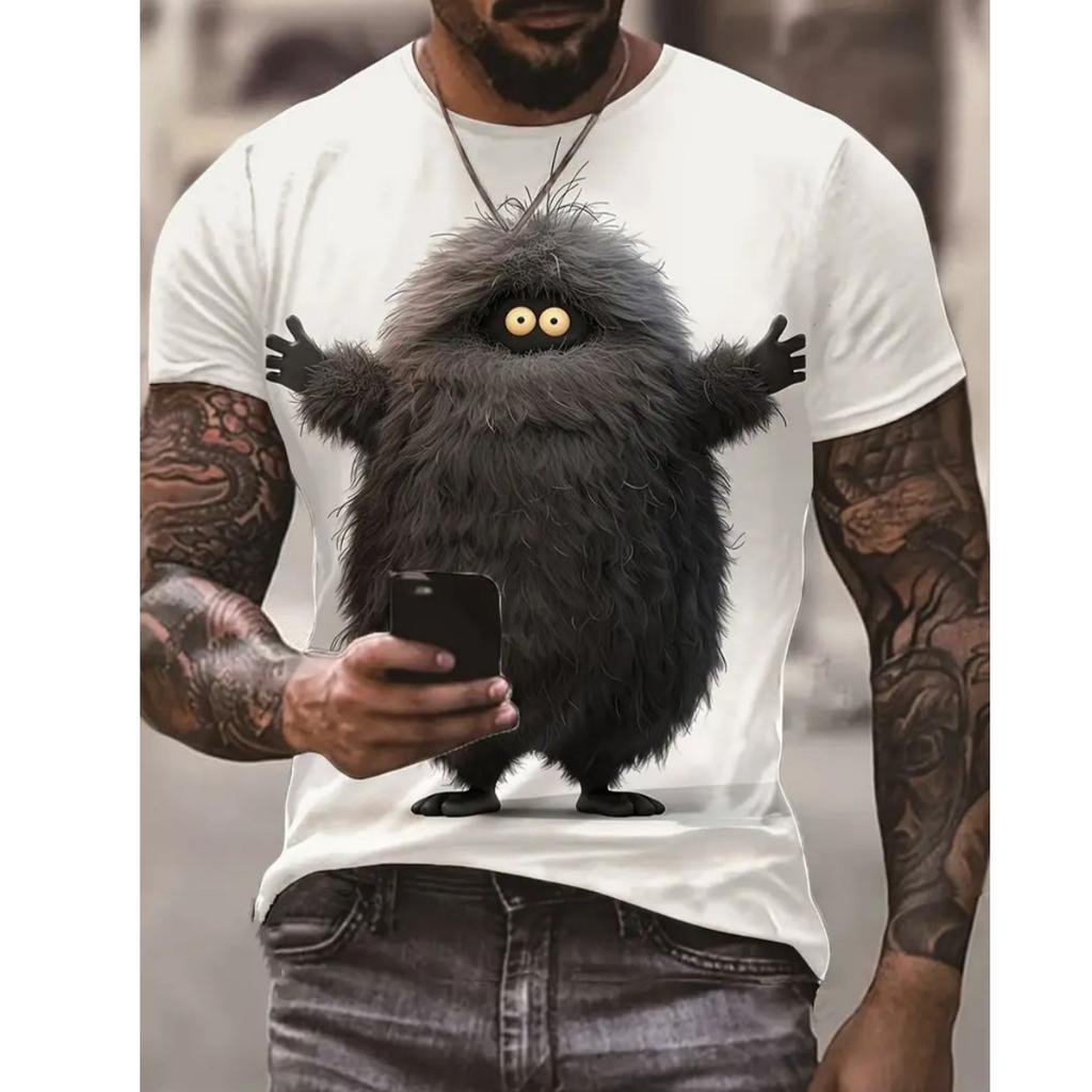 Summer Men's T Shirt Short Sleeve Animal Print Casual O-Neck Oversized Pullover Fashion Streetwear Male Clothing Cat T-Shirts