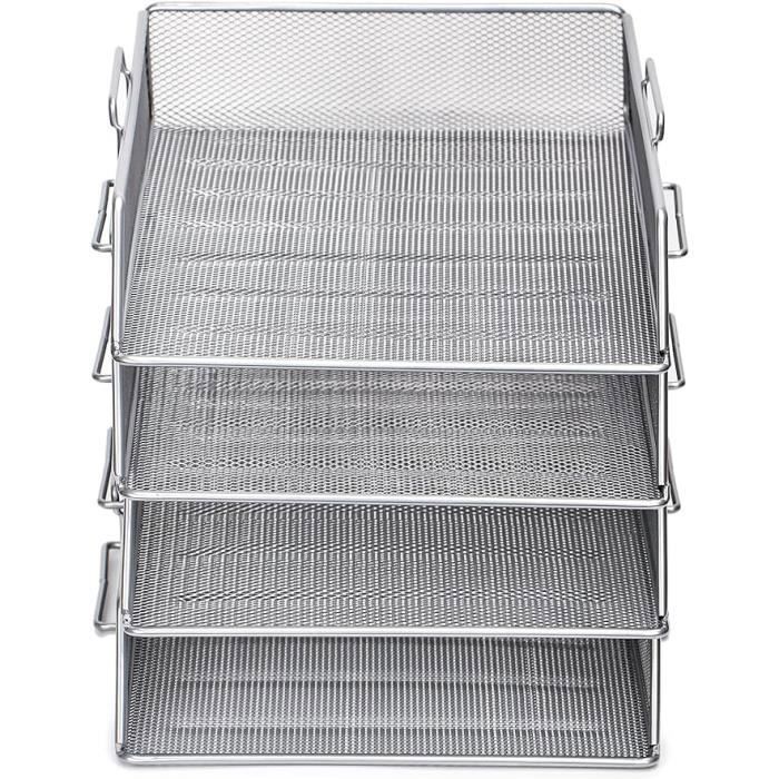 Corbeilles à courrier - exerz - 4 pièces - métal - superposables - a4