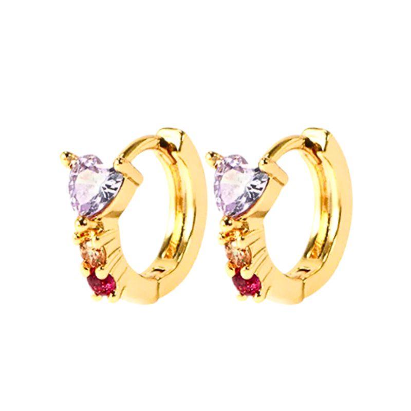 925 Silver Ear Needle Exquisite Heart Pendant Hoop Earrings Fashion Geometric Zircon Stud Earrings Women's Fine Jewelry