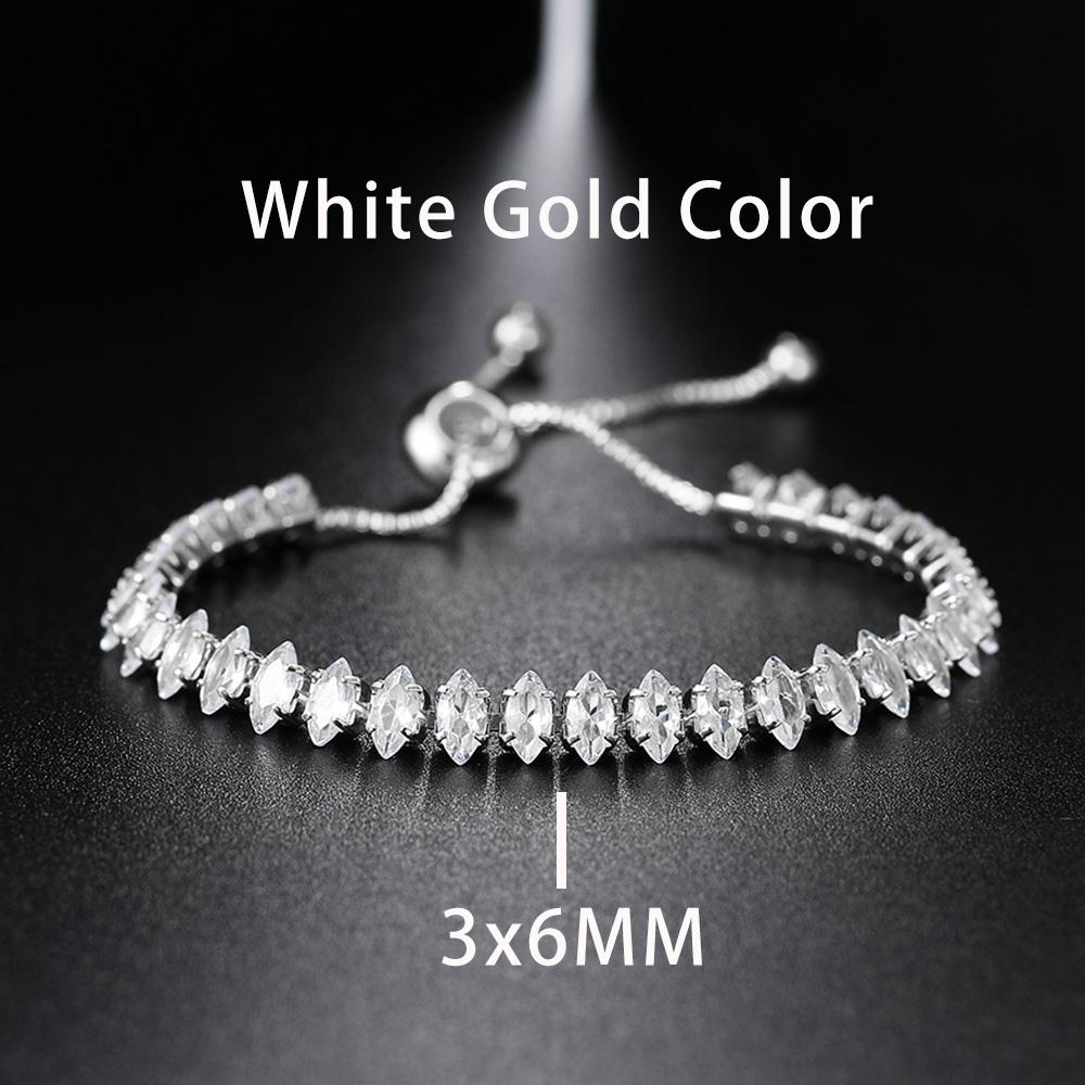 New Trendy Adjustable Oval Cut Tennis Bracelets for Women Dazzling Horse Eye Shaped Zirconia Chain on Hand Wedding Party Zircon