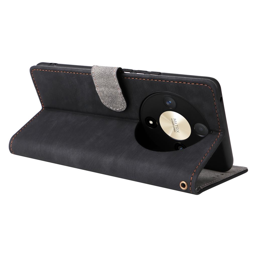 For Honor Magic6 Lite 5G/X9b 5G/X50 Case RFID Blocking Leather Wallet Phone Protection Cover with Strap