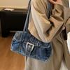 Fashion Niche Design Hong Kong Style Washed Denim Bag 2026 New Texture Underarm Shoulder Bag