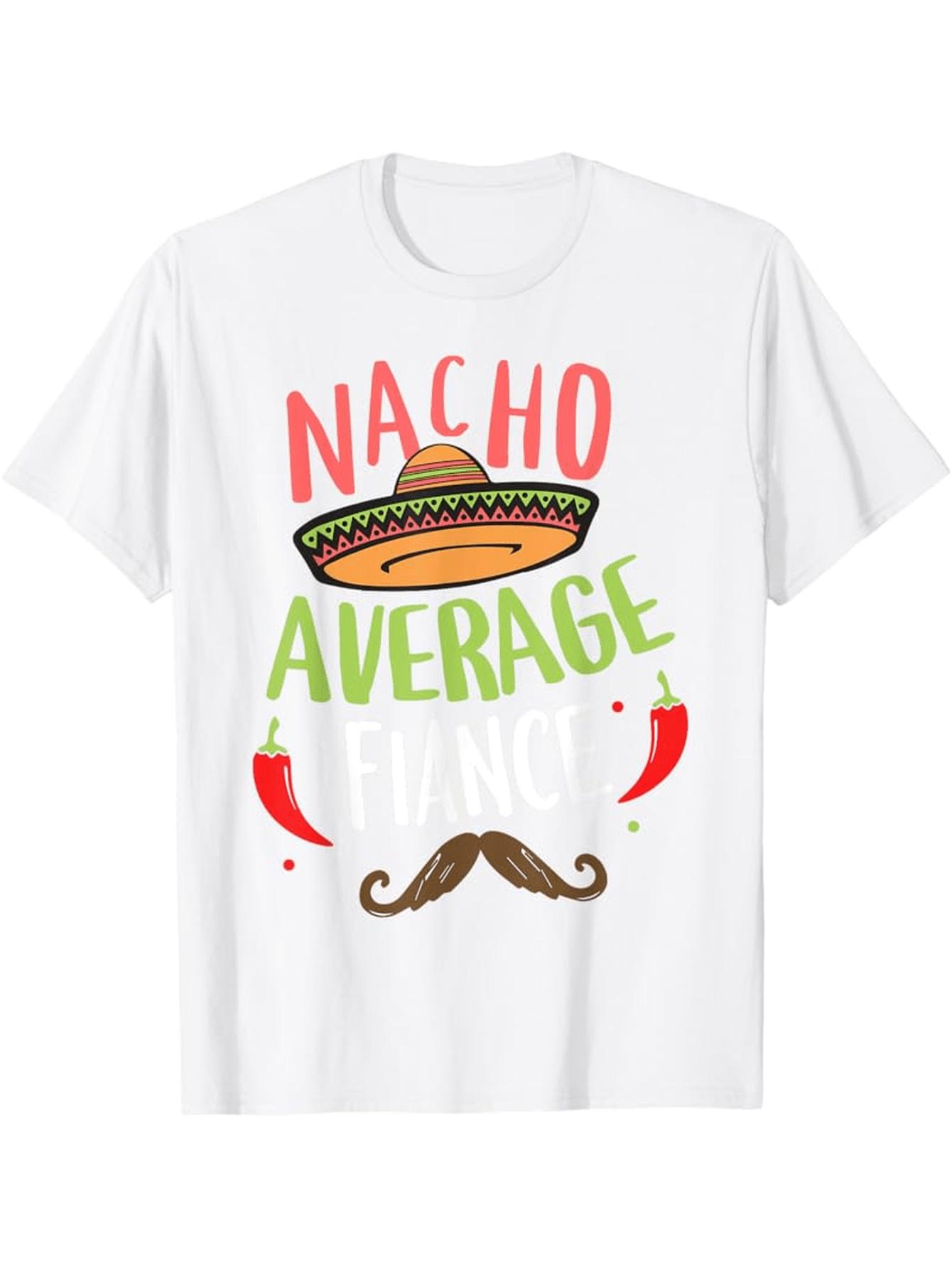 

MenS Funny Mexican Mustache TShirt Slogan Chili Pepper Print Black Casual Short Sleeve Round Neck Tee for Themed Parties S