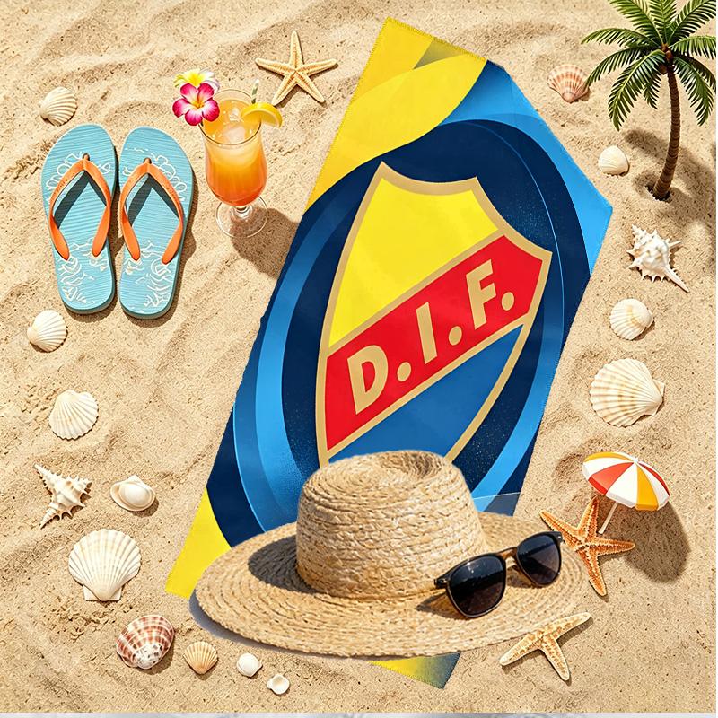Djurgardens IF Print Beach Towel, Versatile Lightweight Absorbent Beach Towel for Pool Surf Yoga Bathroom, Perfect Birthday Holiday Gift