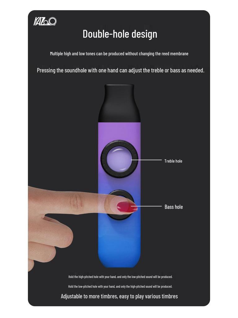 Gradient Color Double Hole Kazoo with Double Membrane - High Low Tone Kazoo Instrument