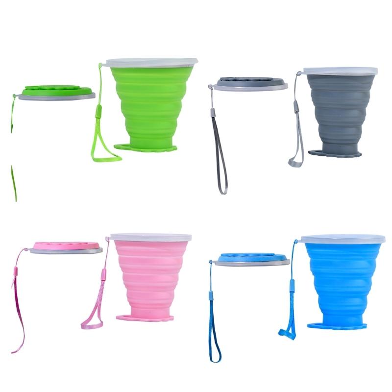 2 stuks Intrekbare Siliconen Koffiekop Lekvrij Waterbeker Buiten Opvouwbare Kampeerbeker Uitklapbare Drinkbeker met Deksel