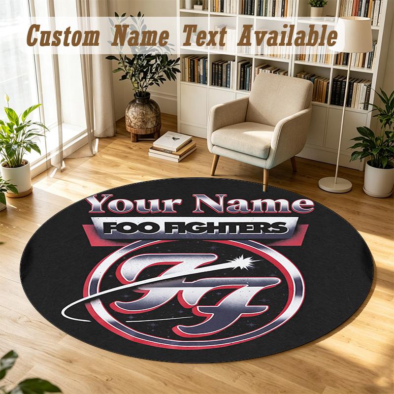 Foo Fighters Personalized Round Rug Support Custom Name, Soft Home Decor Mat