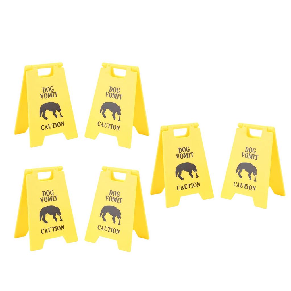 6PCS Dog Vomit Caution Sign Printed Funny Pet Vomit Warning Sign for Yard Home Office Remind Decoration