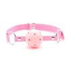 Silent Leather Gag Ball with Bell - Black, Red, Pink