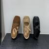 Retro Square Head Suede Light Mouth Single Shoes Women's Autumn New Korean Version Cross Belt Ballet Style Flat Mary Jane Shoes