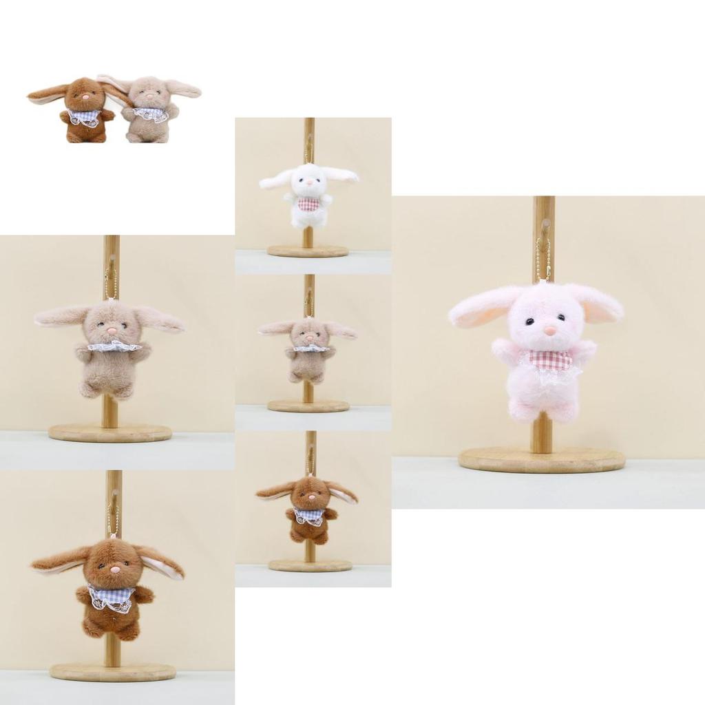 Cute Plush Bunny Pendant Keyring Fluffy Stuffed Animal Decorative Doll For Bags