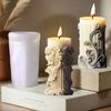 3D Rattan relief cylindrical candle silicone mold blooming peony relief cylindrical candle mould flower cylindrical gypsum molds