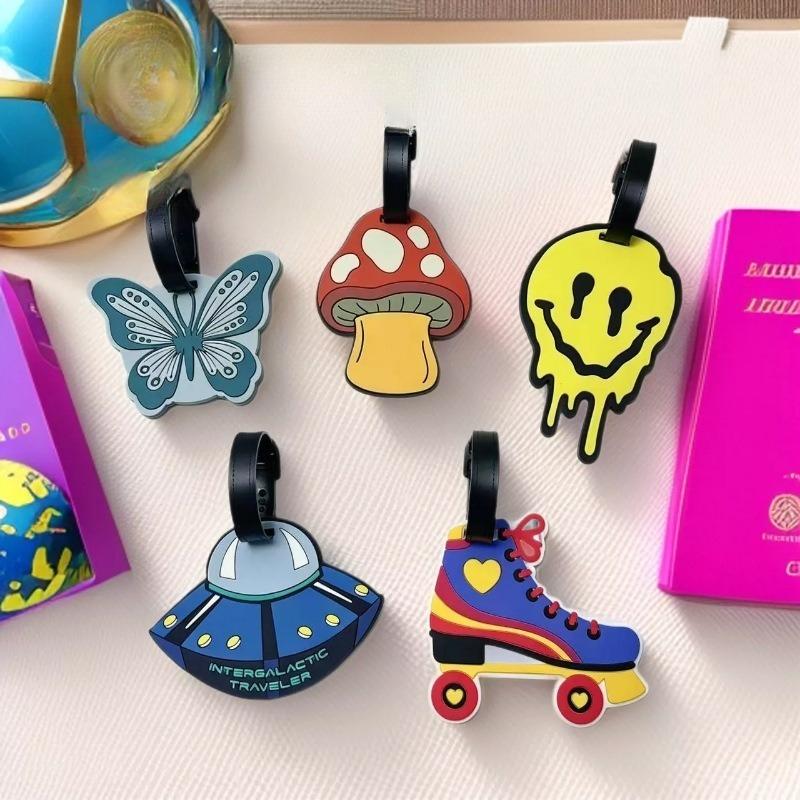 Cute Little Mushroom Cartoon Luggage Tag Luggage Check-in Tag Luggage Anti-lost Identification Tag Bag Ornaments