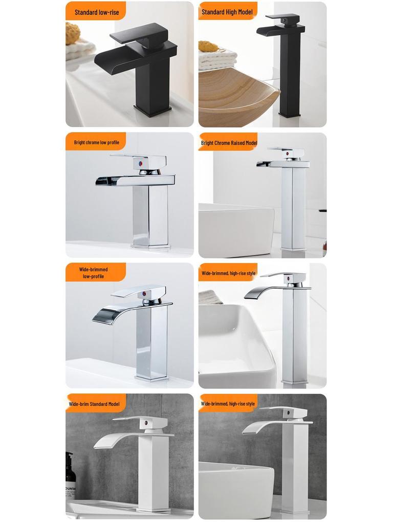 LED Waterfall Faucet for Bathroom Sink - Hot & Cold Water Basin Tap