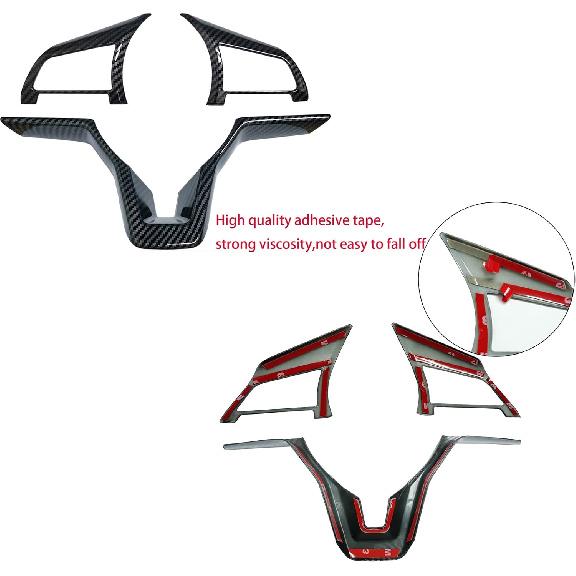 Carbon Fiber Steering Wheel Interior Decoration Cover Trim Accessories For Nissan Altima(-2024),For Sentra/Versa(-2024),For Leaf/Kicks(2018-2024),For