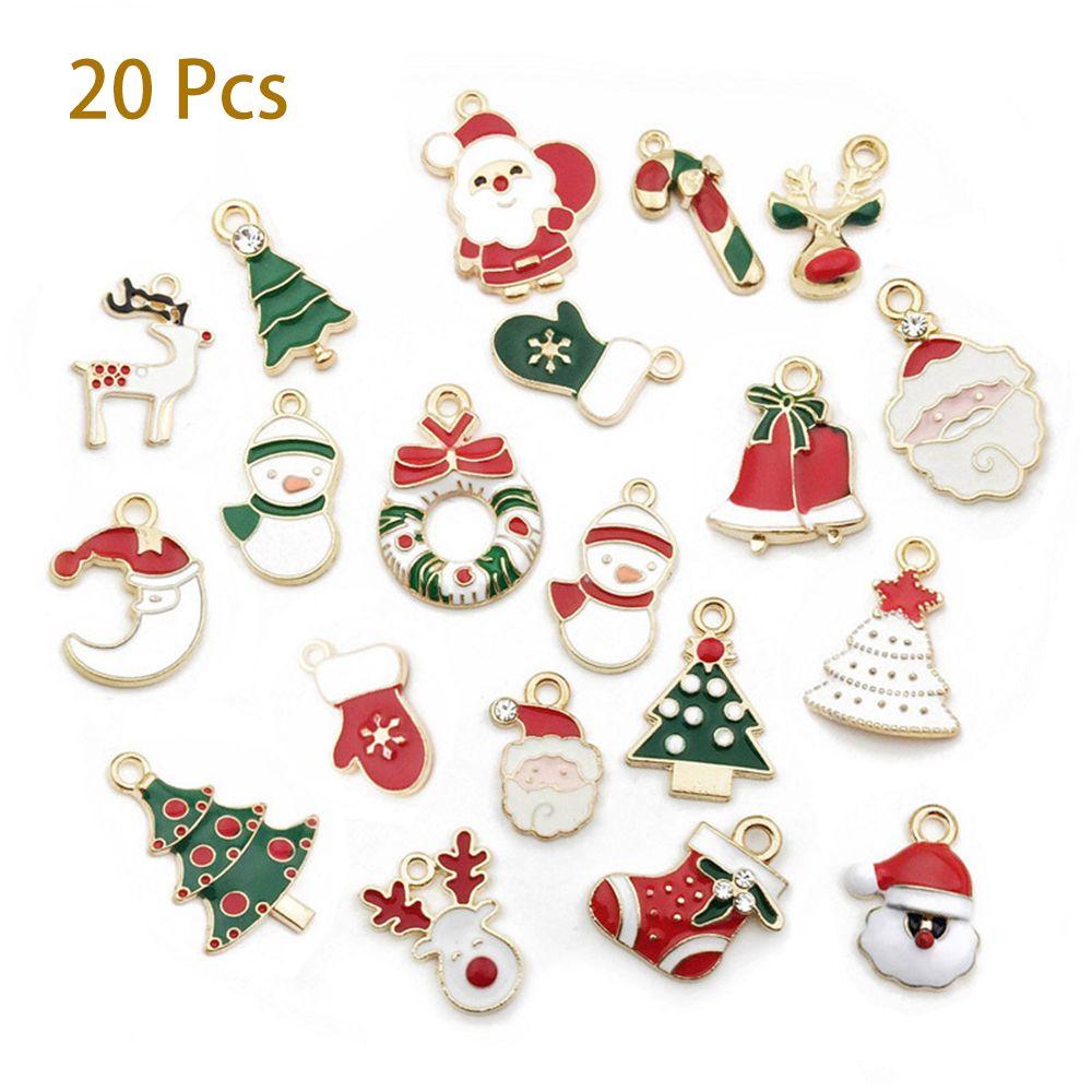Enamel Alloy Fashion Jewelry Bracelet Pendant DIY Craft Christmas Charms Set Xmas Tree Hanging