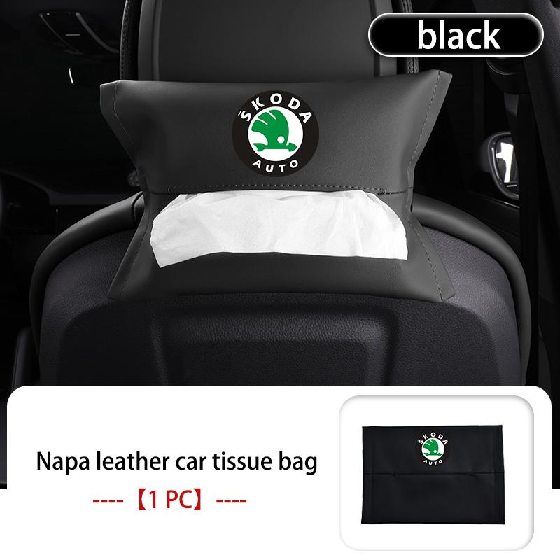 AAFO1 Car Armrest Box Seat Back Hanging Tissue Bag Cover Tissue Storage Accessories For Skoda Kamiq Karoq Octavia 2 3 Rapid Scala Kami