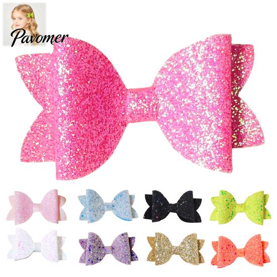 Sparkly Hair Bows for Children 2Pcs Solid Color Glitter Bow Clip Girls, Double Layer Sparkling Cute Barrettes Little Girls Hairpin, Decorative