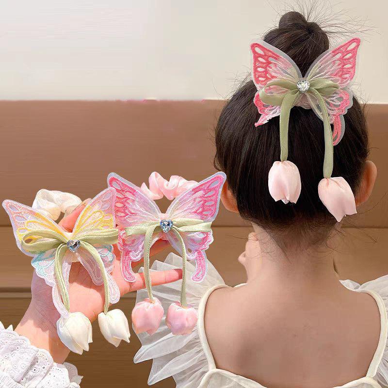 Butterfly Large Intestine Hairbands Girl Meatballs Rubber Band Hair Ties Fashionable Princess Headband Sweet Hair Accessories