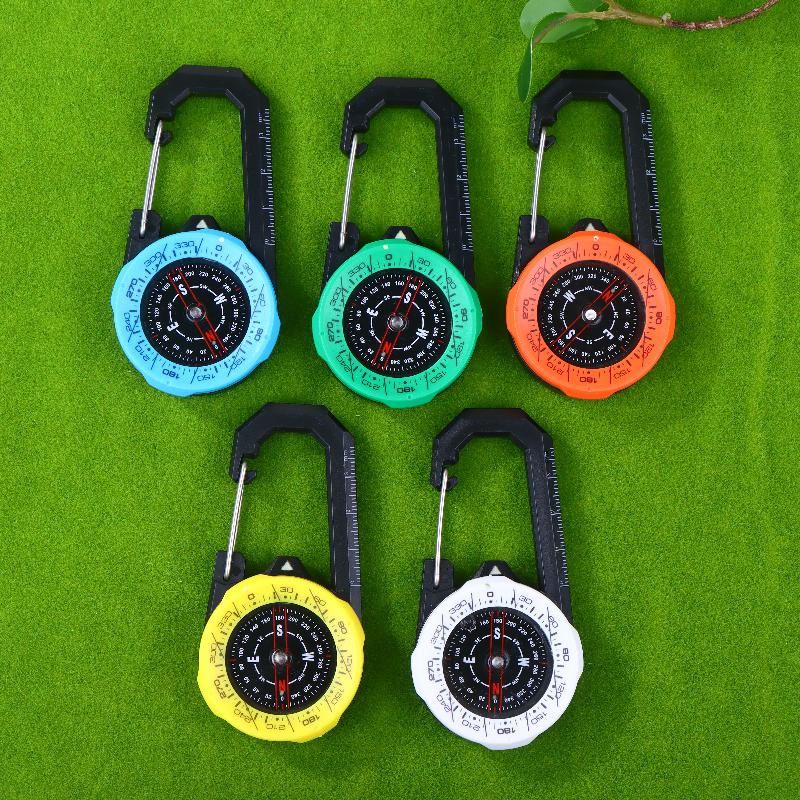 1Pc Luminous Compass Keychain Carabiner Portable Abs Material Directional Guide Sports Off-Road For Hiking Camping