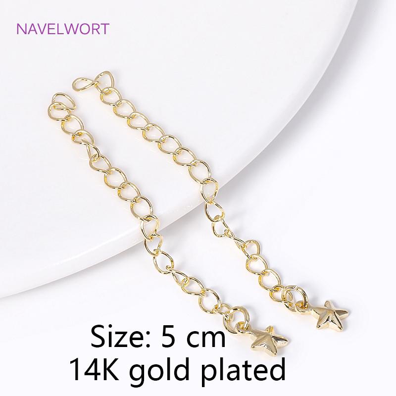18K Gold Plated With Tag Extension Chain Brass Metal Extension Chains Connectors DIY Necklace Bracelet Jewelry Making Supplies