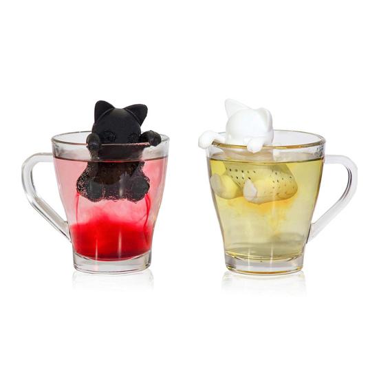 Yousheng Silicone Tea Infuser Cat Shaped Strainer Loose Leaf Tea Brewer Cute Cartoon Tea Filter for Home Office