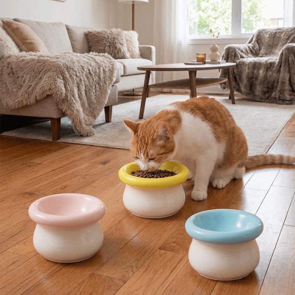 Large Capacity Cat Elevated Bowl Ceramic Pet Food Bowl Pet High Foot Bowl For Dogs Cats