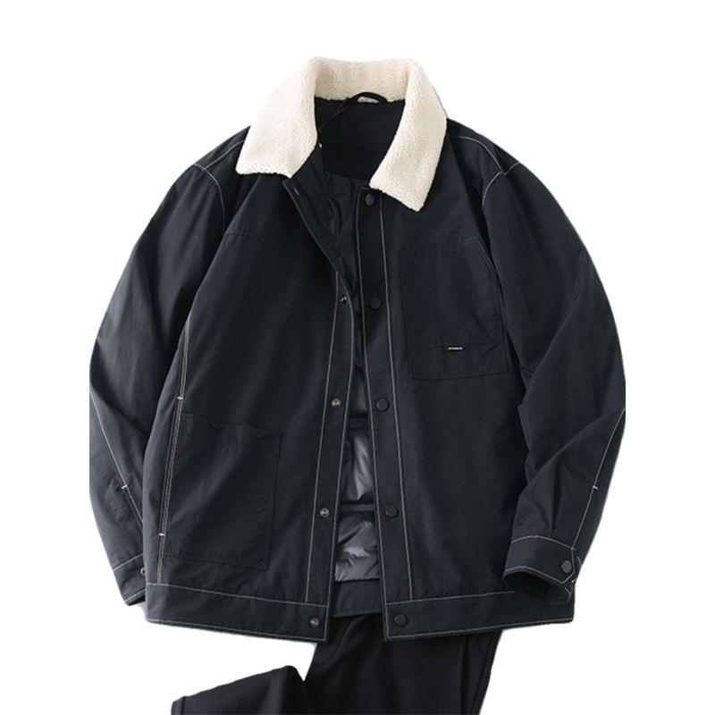 Lamb Wool Lapel down Jacket Men Short Winter Jacket Lightweight Cotton Jacket Export Cattle Goods Parka Cotton Coat Jacket
