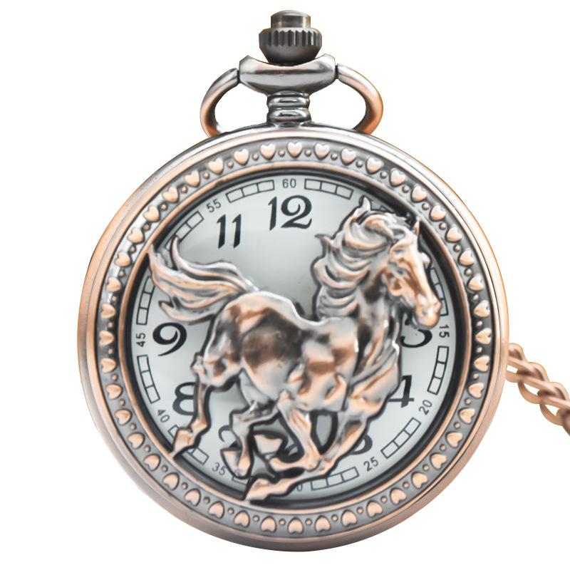 Classic Western Riding Cowboy Horse Quartz Pocket Watch Retro Men's Women's Necklace Pendant Gift