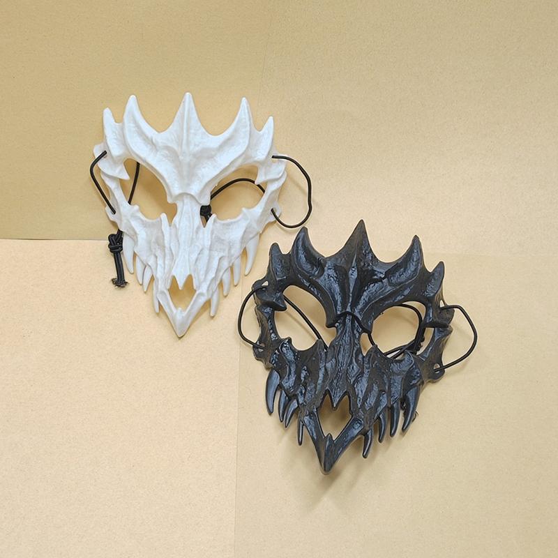 Party Skull Mask Long Teeth Demon Skeleton Half Face Mask Wolf Dragon Tiger Houjuu Nue Mask Cosplay Halloween Costume Props