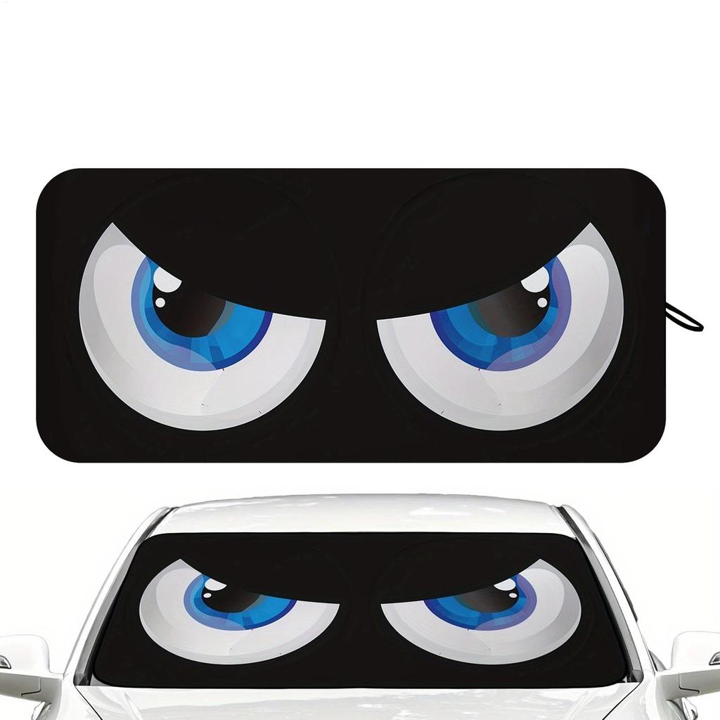 Funny Big Eye Foldable Thickened Car Windshield Sun Shade Window Sun Screen for Sedan SUV Pickup RV Van Trailer Vehicle Interior