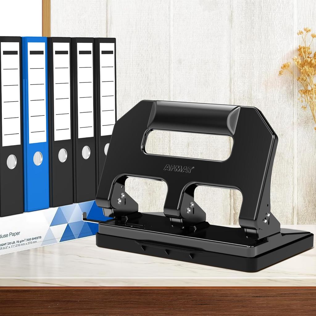 AFMAT HPX1 Heavy Duty 3 Hole Punch, 3 Hole Puncher for Binder, 40-Sheet Three Hole Punch w/ 10000+ Uses, Metal Hole Puncher 3 Ring, 50% Reduced