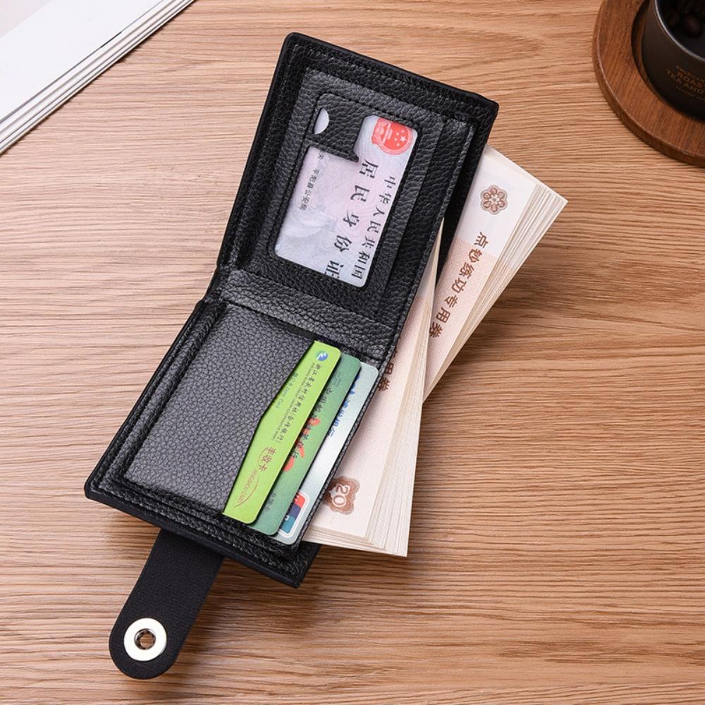 PU Leather Men's Short Wallet Ultra Slim Credit Card Holder Multi Card Case Purse Business Portable 3-fold Youth Fashion Wallet
