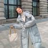 Winter New Loose Fashion Hooded Down Cotton-padded Jacket Women's Long Padded Over-the-knee Warm Coat Coat.