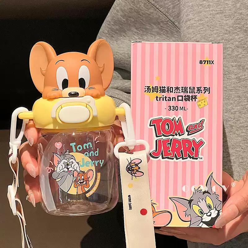 Bicchiere Acqua Tom & Jerry per Bambini con Cannuccia Ecologico Portatile per Bevande