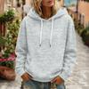 Women's Color Long Sleeve Hoodie with Drawstring Hood and Pocket Casual Pullover
