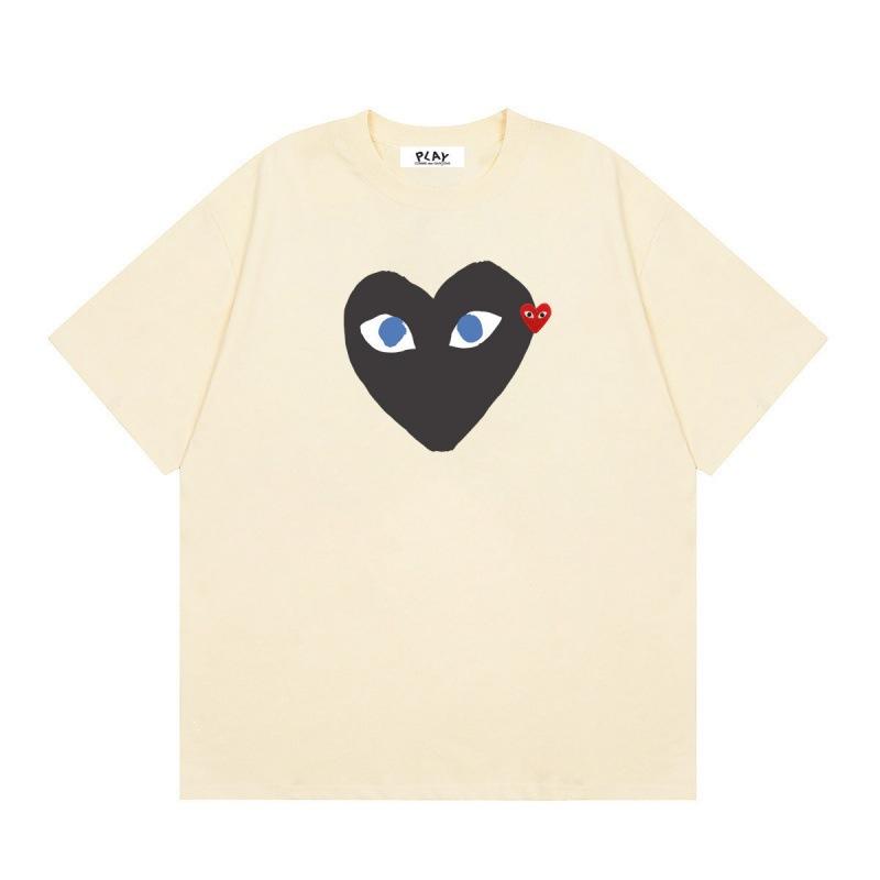 Japanese trendy brand heart-print short-sleeve T-shirt, unisex loose couple's summer casual daily versatile top