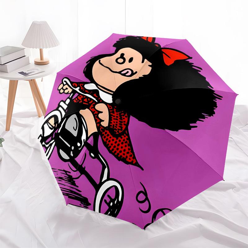 Mafalda, Bicycle Automatic Opening and Closing, 8 Rib Structure Portable Umbrella, Suitable for Men and Women In All Seasons  Perfect Gift F