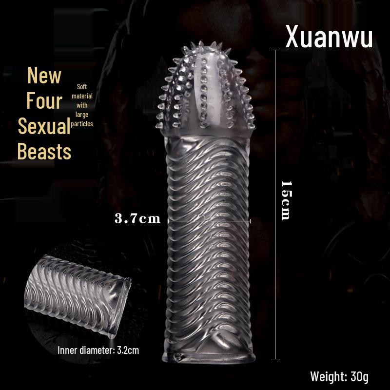 Pleasure Barbed Anti-Ejaculation Condom with Delay Ejaculation and Locking Ring - Adult Sex Sleeve for Couples