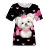 Women's Fashion Casual  Digital Print With Simulation  Cat And Dog Short-sleeved  T-shirt Top