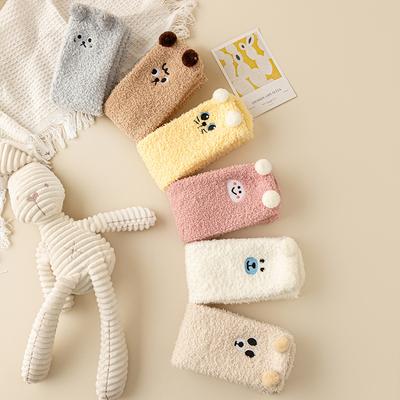 Autumn And Winter Stockings Children Fleece Thickened Warm Coral Fleece Knee Socks Cartoon Cute Floor Socks Long