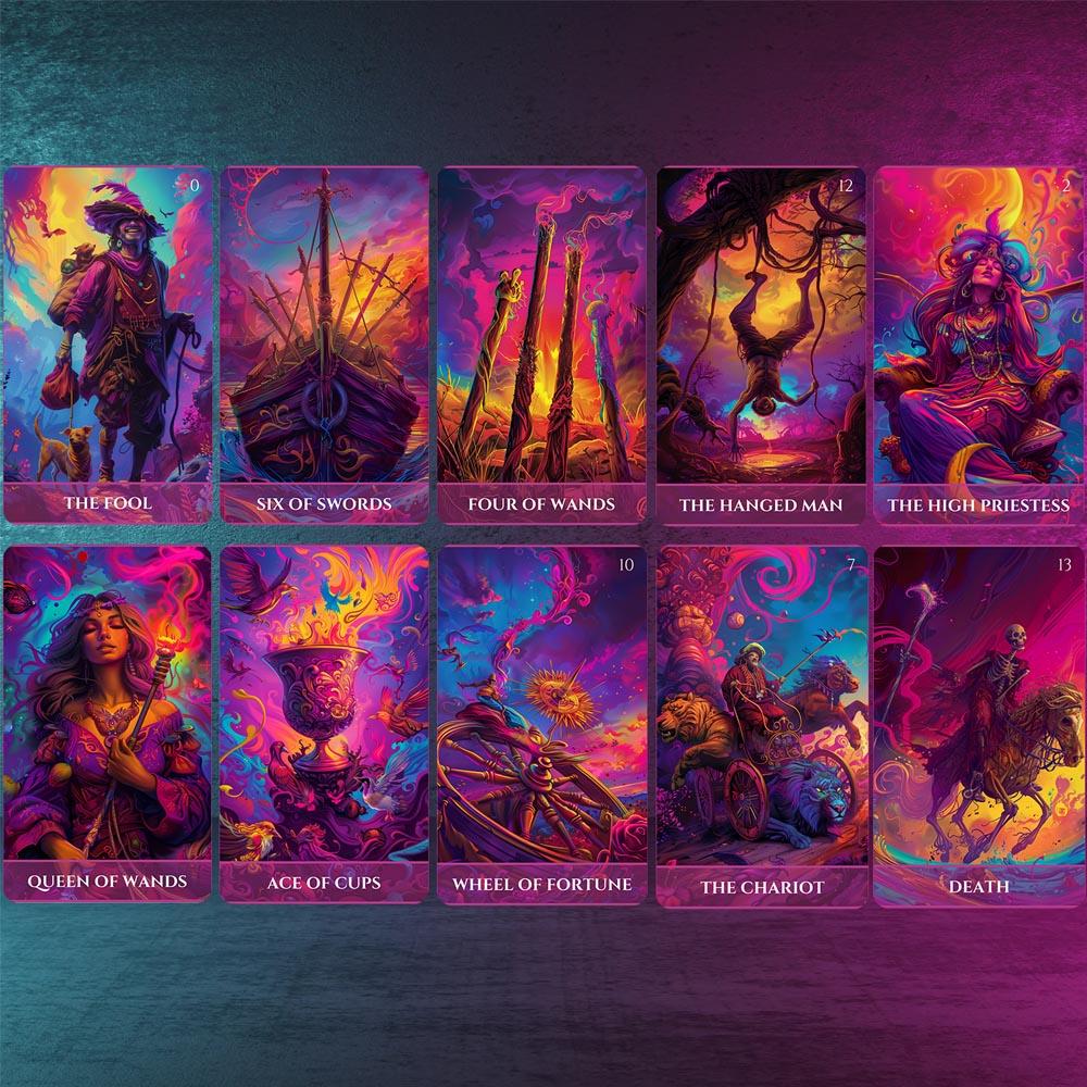 78 Card Luminous Arcana Tarot Deck, 13x8 Cm Perfect for Wisdom, Creativity, and Awakening Readers, Card Game for Insight