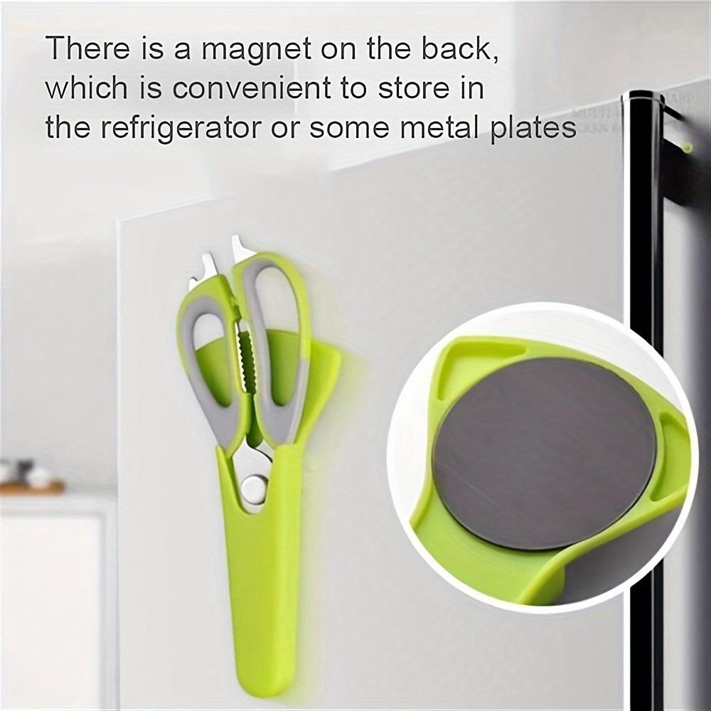 Multifunctional Kitchen Scissors with Magnetic Holder - Detachable Stainless Steel Food Scissors, Ergonomic Handles